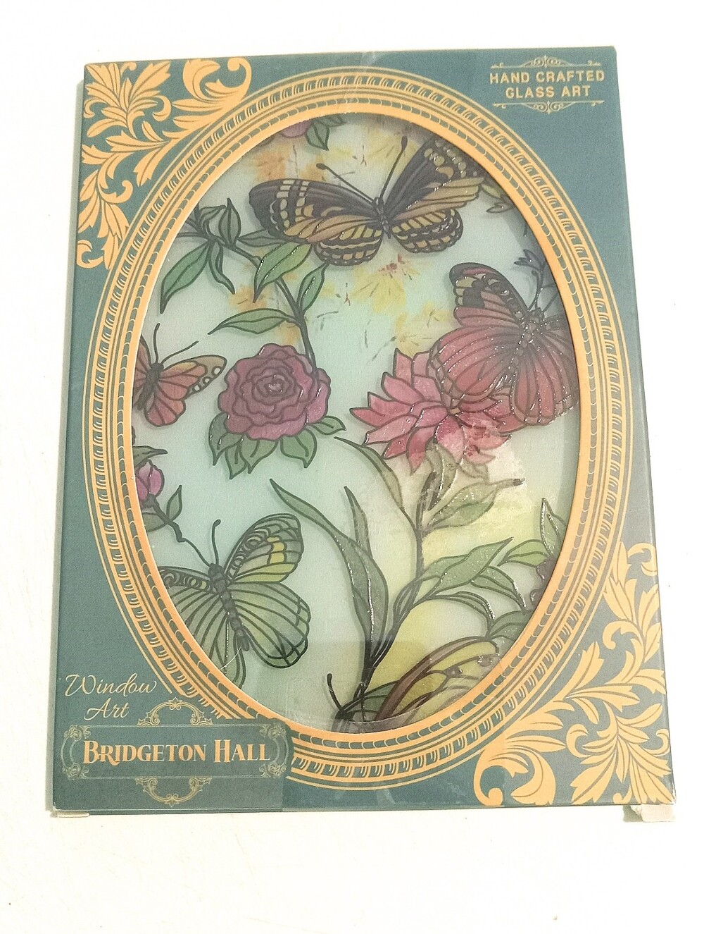 Bridgeton Hall Suncatcher Window Art • Stained Glass Butterflies & Flowers NEW